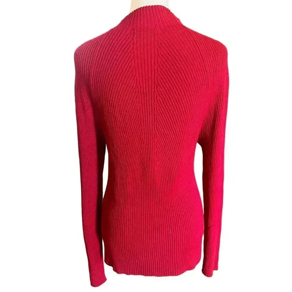 JOSEPH A womens red mock turtleneck womens fitted tight knit sweater size large - Picture 5 of 8